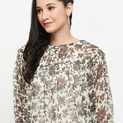 Image of Max Women Printed Round Neck Regular Fit Casual Top