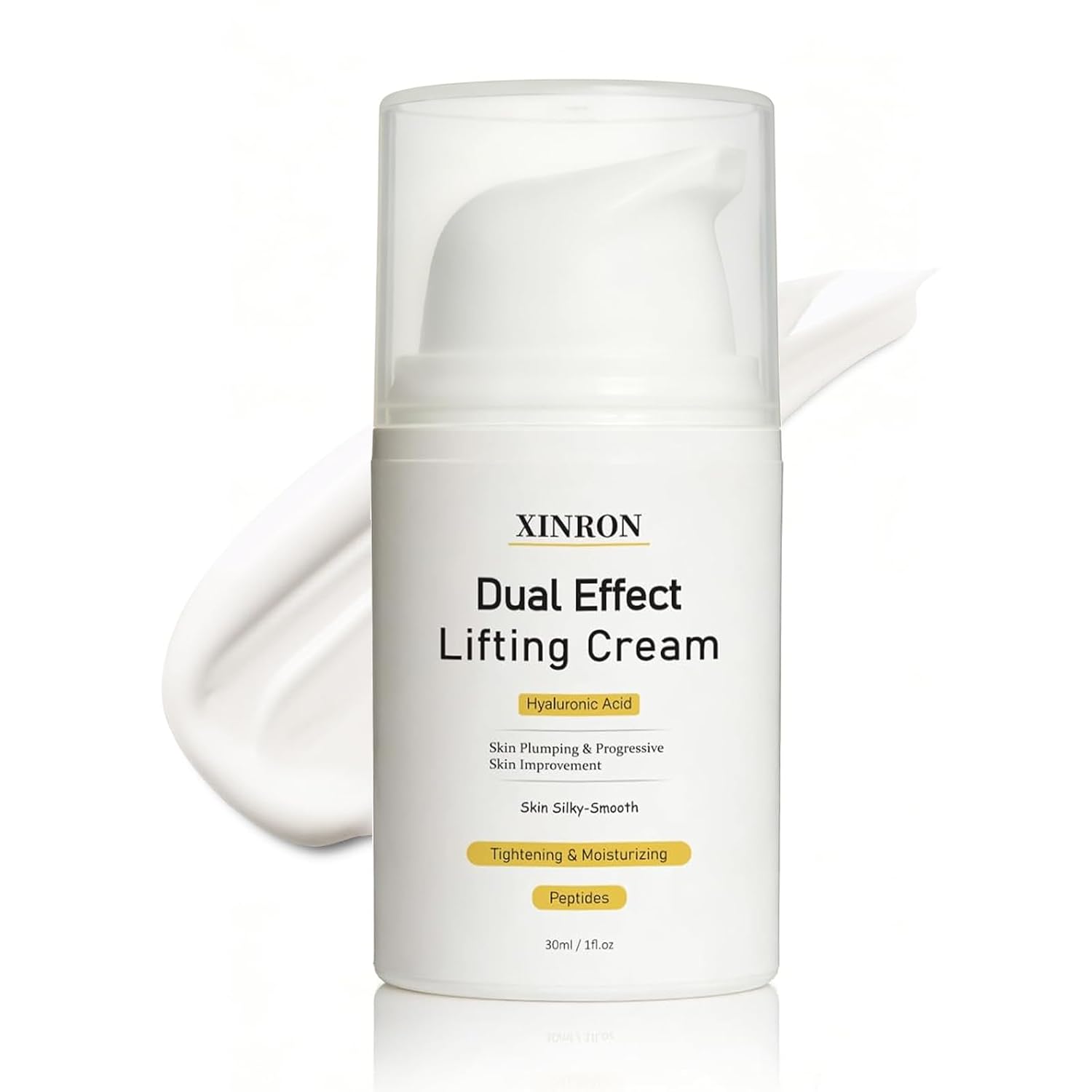 Dual-Action Face Cream for Firming & Hydration - Peptide & Hyaluronic Acid Moisturizer to Help Skin Look Tighter, Smoothing Daily Cream for All Skin Types, 1.05 oz (milky white)