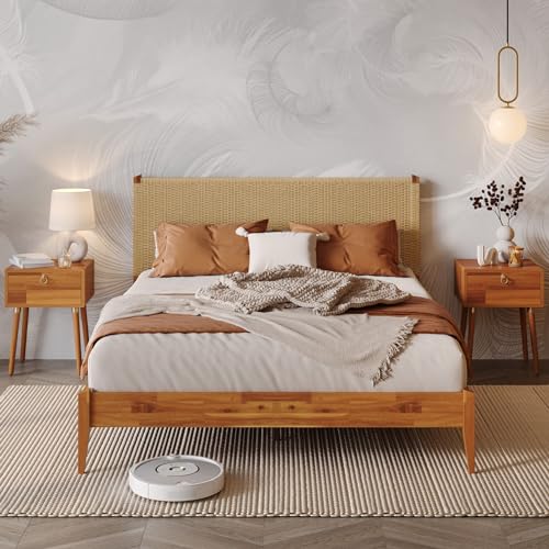 Bme Selina Headboard Queen Size Bed Frame - Handcrafted Paper Cord...