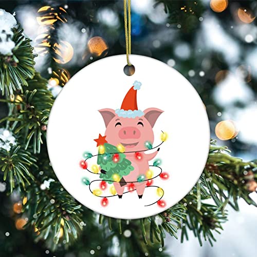 Cheyan Animals And Lights Pig Christmas Ornament, Christmas Tree Ornament For Christmas Home Decor Porcelain Ornament Xmas Hanging Ornament #TOP1
