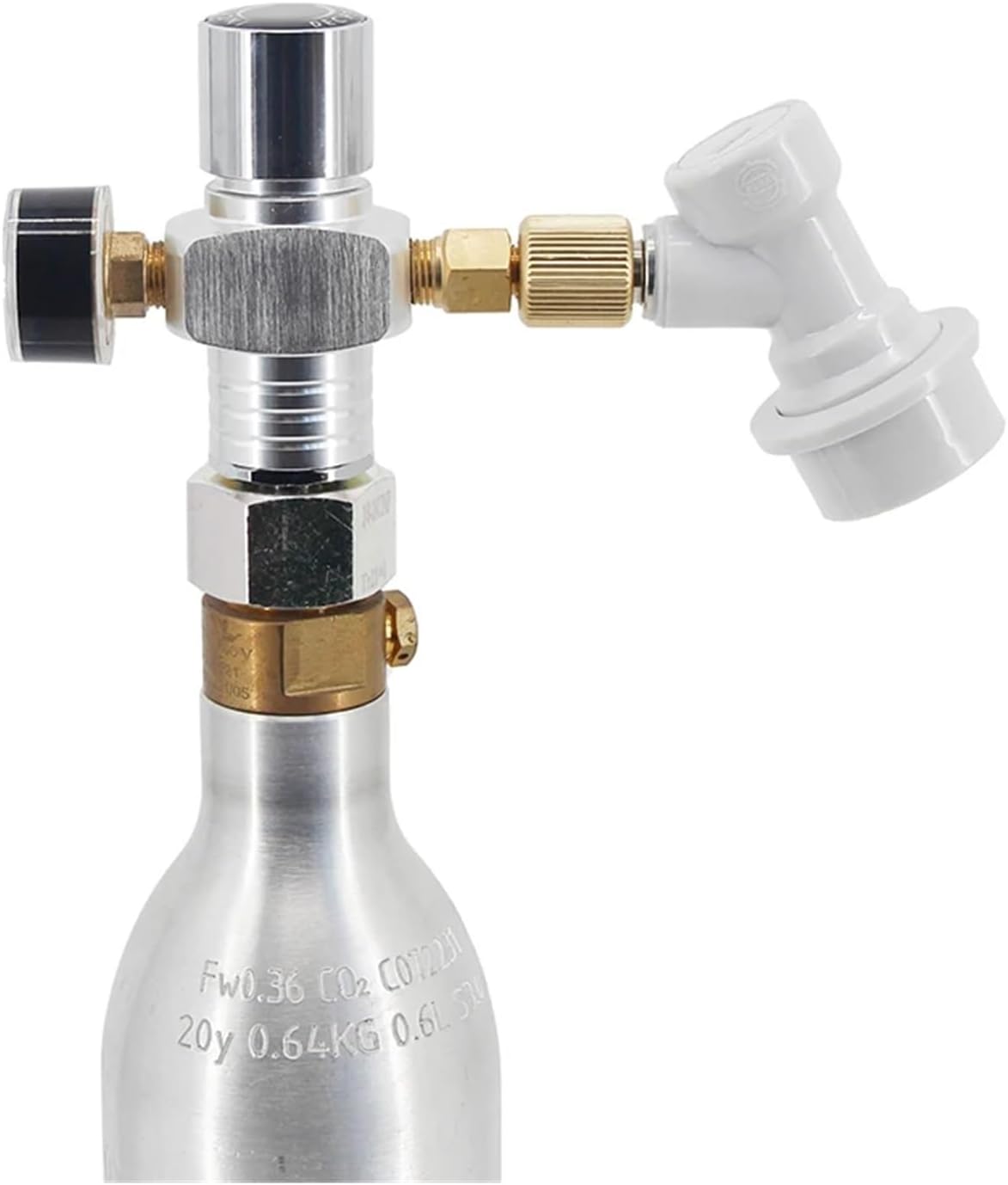 Brewing Equipment CO2 Mini Gas Regulator 0-60psi with Tr21*4 Adapter CO2 Charger TR21*4 3/8-20UNF Keg Charger Beer Kegerator Brewing Equipment(B)