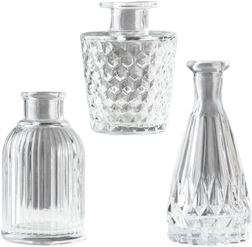 Kinokino フラワーベース ガラス 小さい 花瓶 3個セット 透明 一輪挿し