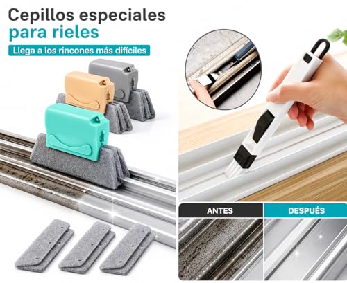Miniatura 3 de Pack 10 Cepillos Limpieza Hogar Cepillo Limpia Rieles, Ranuras Ventanas, Limpiador De Persianas, Limpia Mosquiteras Especial Cepillos Ranuras Ventanas Y Rincones Dificiles Bleaner Limpia Persianas