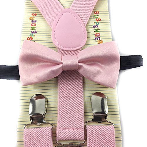 Toddler Kids Boys Girls Child Suspender Bow Tie (Wedding Pink)3