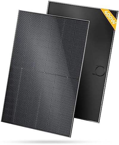 BougeRV 400 Watts 10BB Mono Solar Panel, All Black Frame Monocrystalline Technology Work with 12/24 Volts Charger for RV Camping Home Boat Marine Off-Grid