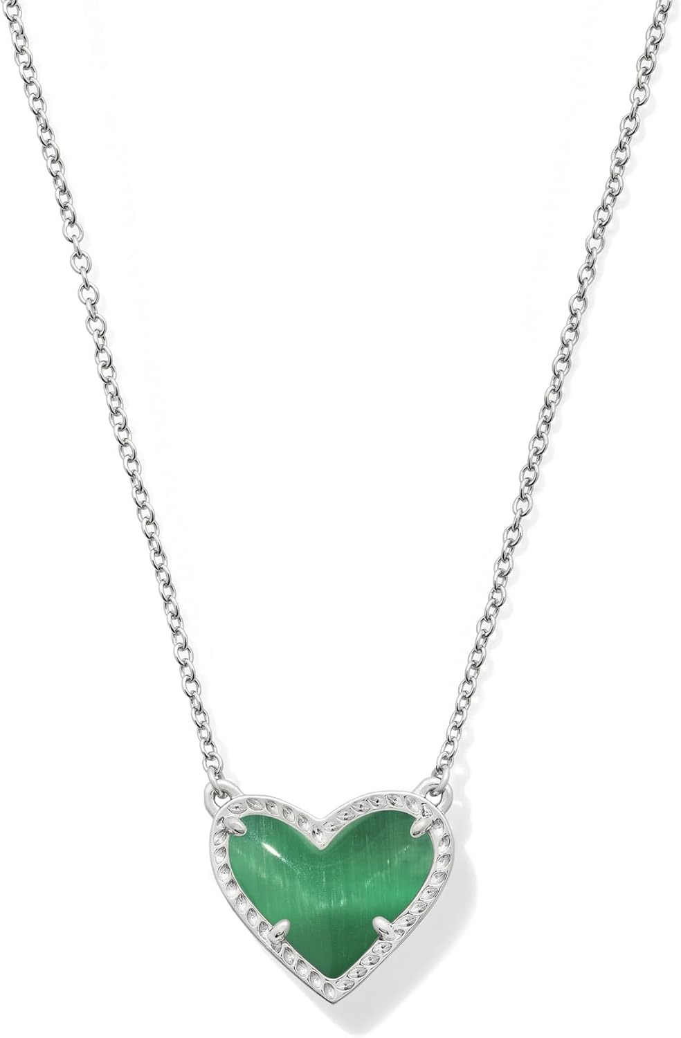 Kendra Scott Ari Heart Pendant Necklace for Women, Fashion Jewelry, 14k Gold-Plated, Emerald Cat's Eye Glass