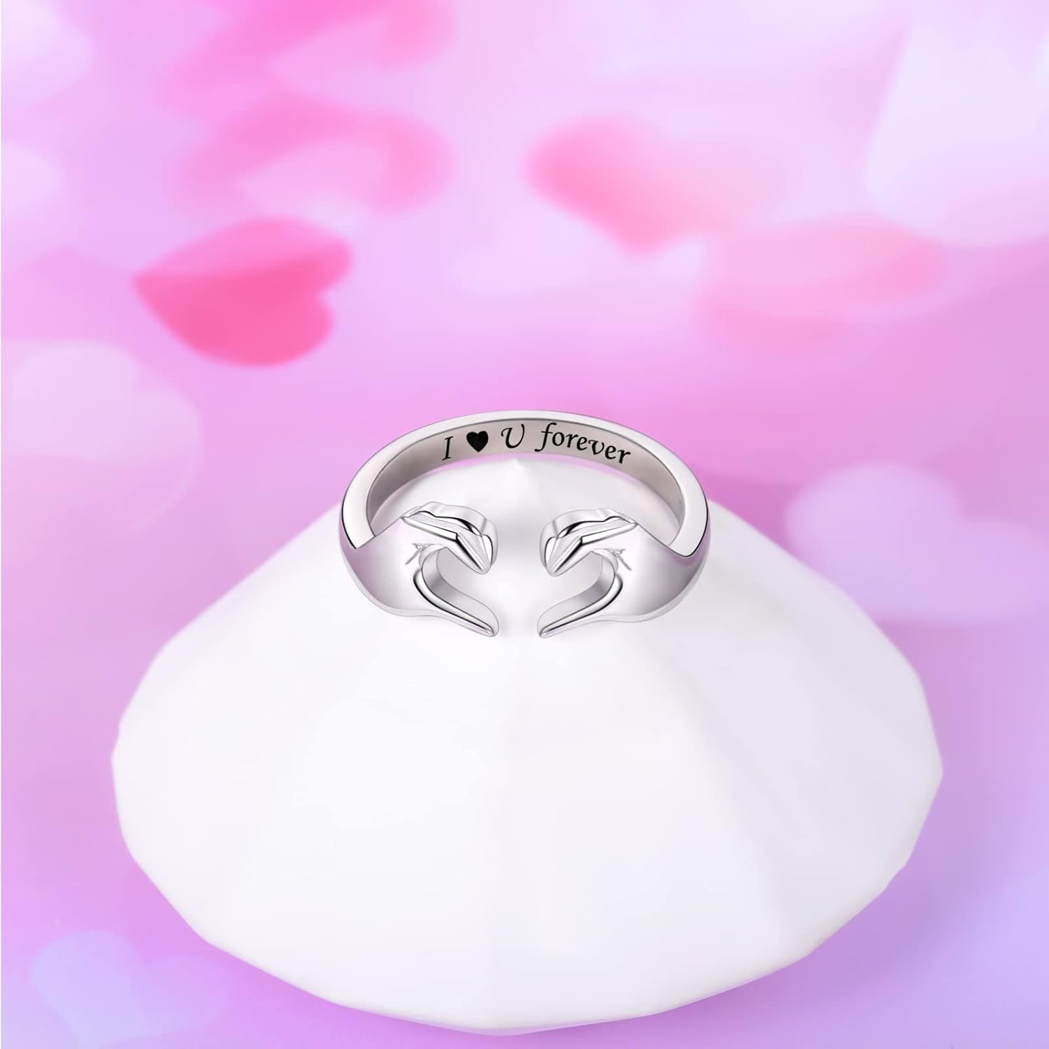 Fookduoduo Hug Rings for Women Sterling Silver Adjustable Love Ring Always with You Jewelry Rings Couples Bands Hugging Ring for Women Teen Girls - Image 5