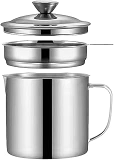 Récipient De Stockage D’huile De Cuisson En Acier Inoxydable 1l Avec Passoire Intégrée, Pot à Graisse Usagée Cuisine Et Friture, Filtre Pour Récupération Huile Usagée