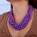 Aimimier 1920s Multilayer Twisted Beads Cluster Necklace with Earrings Collar Bib Choker Necklace Fashion Jewelry for Women (Purple)
