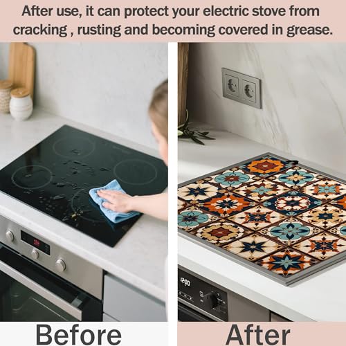 Image of Mexican Talavera Tile Stove Top Covers Pad 28 x 20 inches Dish Drying Mat Coffee Bar Mats Kitchen Decor Absorbent Pad Fit Coffee Maker Machine Dish Drying