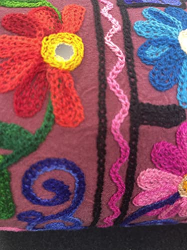 Original Kikan Nackenrolle, Baumwolle, Boho-Kissenbezug, 46 x 18 cm, rund, zylinderförmig, für Yoga, Meditation, bestickt, für Rücken- und Nacken, vegan (nur Bezüge) (Maroon)