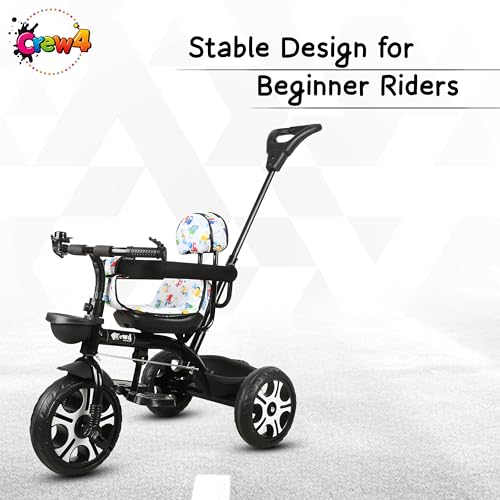 Image of Tricycle 1 Years to 5 Years with Removable Safety Guard and Parental Control Back Side Push Handle with Rubber Tyre for Kid's CR07 (Black 3)