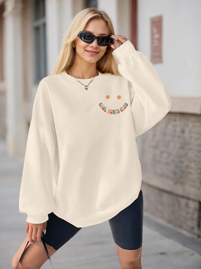 Auntie Sweatshirt Women Oversize Cool Aunts Club Sweatshirt Aunt Gifts Shirt Long Sleeve Pullover Tops - Image 2