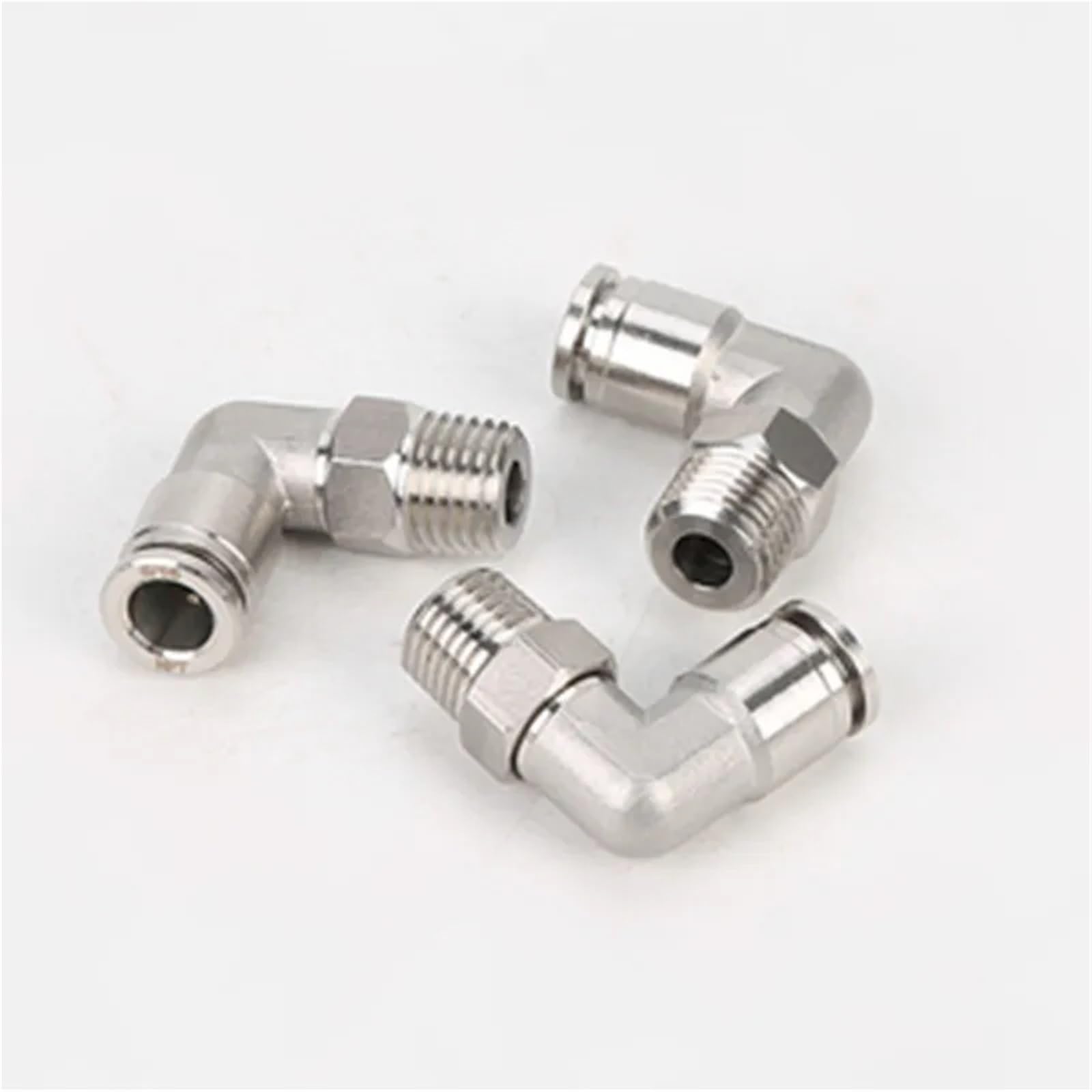 SERDAS PL4-02 PL Pneumatischer Edelstahlverbinder BSP4 mm-12 mm Schlauch, 1/8 Zoll, 1/4 Zoll, 3/8 Zoll, 1/2 Zoll Außengewinde, pneumatisches Rohr, Winkelverbindungsrohr (PL4-02), 4 Stück