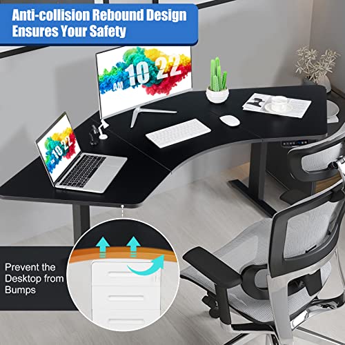 Tangkula Large L Shaped Dual Motor Standing Desk, 72” Electric Height Adjustable Stand Up Desk With 3 Memory Positions, Cable Tray, Hook, Sit Stand Home Office Desk, Corner Standing Desk #TOP6