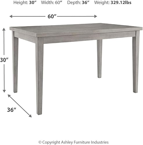 Miniatura 3 de Signature Design by Ashley Parellen Modern Farmhouse - Mesa rectangular para comedor, color gris