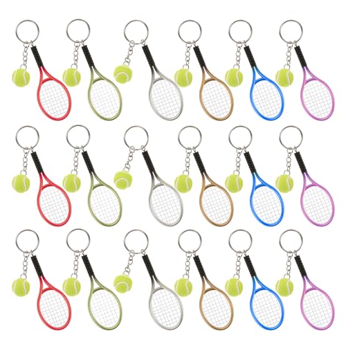 Porte-clés raquettes de tennis pour décoration de sac à dos et cadeaux de fête à thème