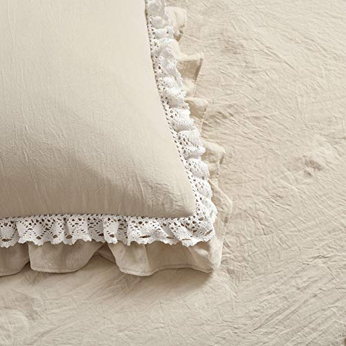 Lush Decor Ella Vintage Chic Ruffle Lace Bedspread Neutral Farmhouse Style Lightweight 3 Piece Set King #TOP3