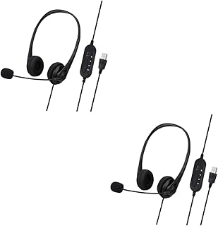 UKCOCO 2Pcs Negócios Tráfego Fone De Ouvido Fio Fone De Ouvido Confortável Fones De Ouvido Com Microfone H390 Fone De Ouvido Com Fio Redução De Ruído Fone De Ouvido Cabeça Para Controle