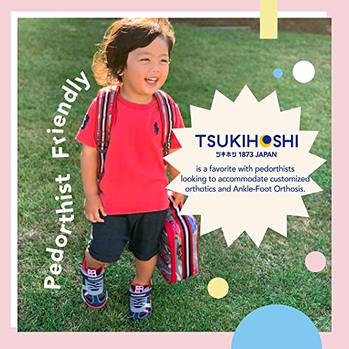 TSUKIHOSHI 1521 KAZ Strap-Closure Machine-Washable Child Sneaker Shoe with Wide Toe Box and Slip-Resistant, Non-Marking Outsole - For Toddlers and Little Kids, Ages 1-84