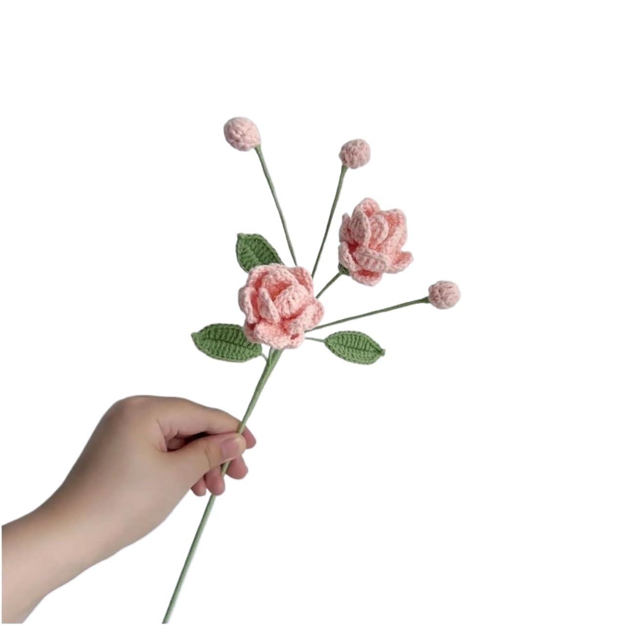 FCfpxwtz Artificial Crochet Flower, 2pcs Handcrafted Crochet Fake Floral Bouquet Multicolor For Weddings Home Decor(Color6)