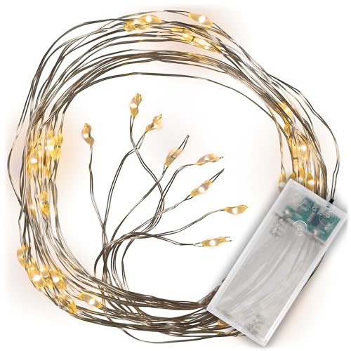 Nipach GmbH Lichterregen – 48 LED warm weiß 8 silberne Drähte...