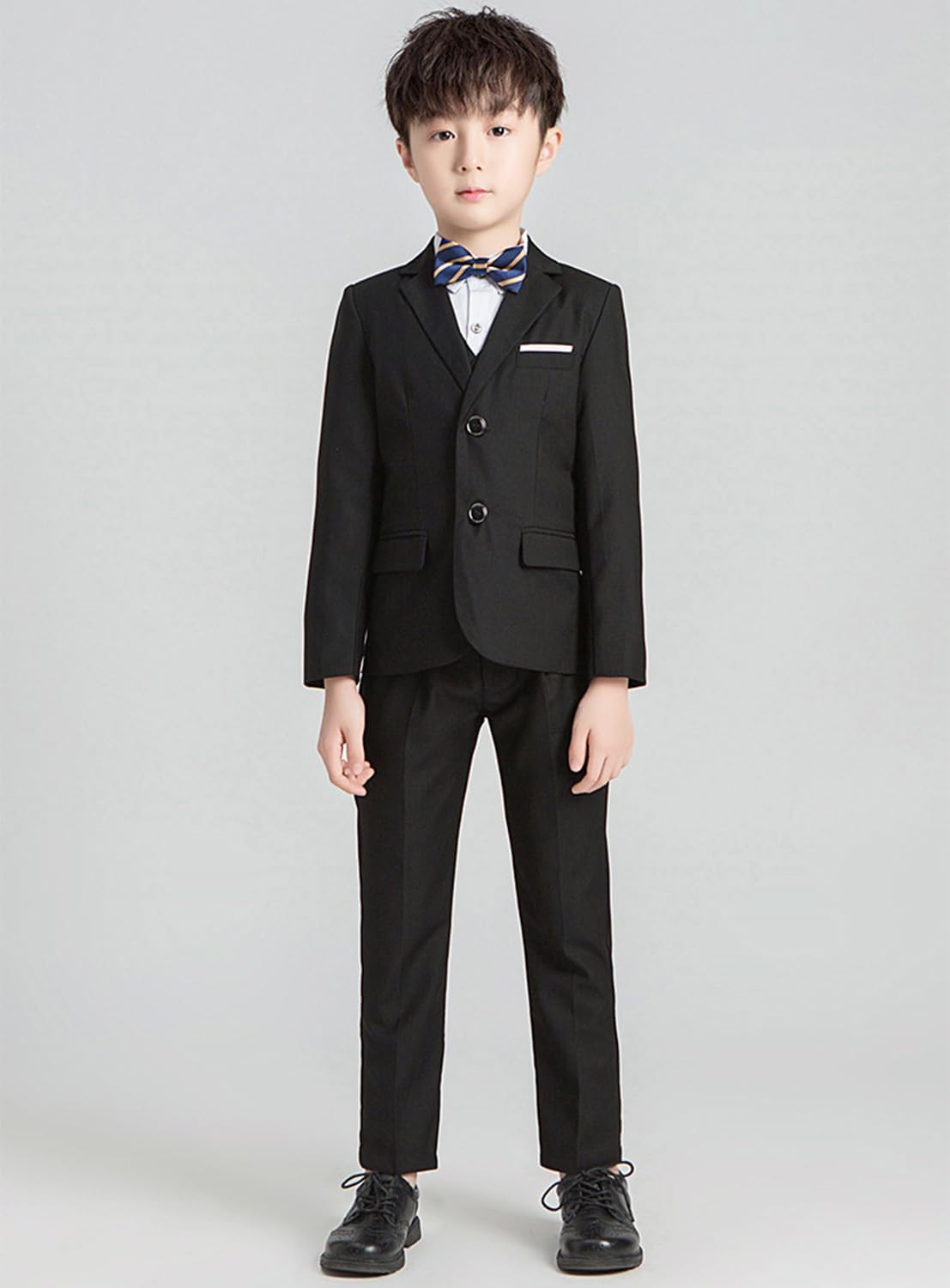Kromoc Boys' 3-Piece Set Suit Dinner Formal Party Prom Tuxedos Jacket & Vest & Pants