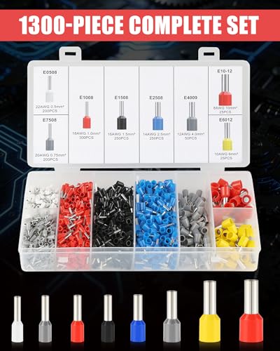 Krimptang Set Adereindhulzen 1300 stuks 0,25-10mm² AWG 23-7 Zelfinstellende Kabelschoentang Ferrule Tool - Afbeelding 4