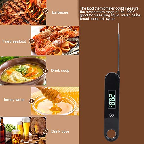 Termômetro para alimentos com sonda dobrável, design à prova de salpicos e à prova de respingos, pro