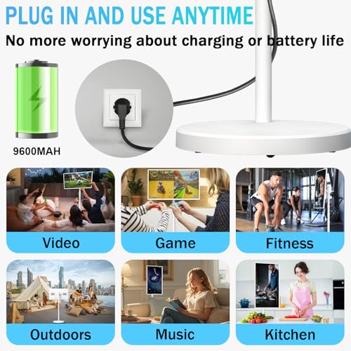 Image of 32 inch FHD Smart Portable TV, Rolling TV on Wheels, Android 15 OS, 6G +128GB Storage, Portable Touch Screen Monitor, 8MP Camera, Built-in Battery, Full Swivel Rotation, Voice Remote