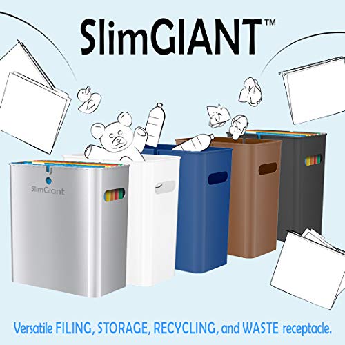 Itouchless Slimgiant 4.2 Gallon Slim Storage Organizer With Handles, 16 Liter Plastic Basket For Magazines File Folders, Toys, Tools, Crafts, Use In Closet, Kitchen, Bedroom, Waste Bin, Polar White #TOP5