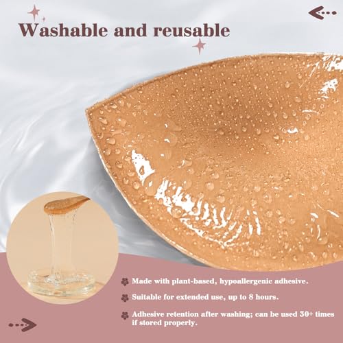 JULZYTH Double Sided Sticky Bra Inserts | Natural Push Up Adhesive Bra Pads | Stick on Bra for Bikini Swimsuits, S - Thumbnail 7