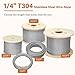 Thickened 1/4 Stainless Steel Cable, 300ft Wire Rope, 7X19 Strands Aircraft Cable, 6400lbs Breaking Strength, Zip Line for Heavy Duty Applications, Deck Railing, String Lights & Yard Zipline