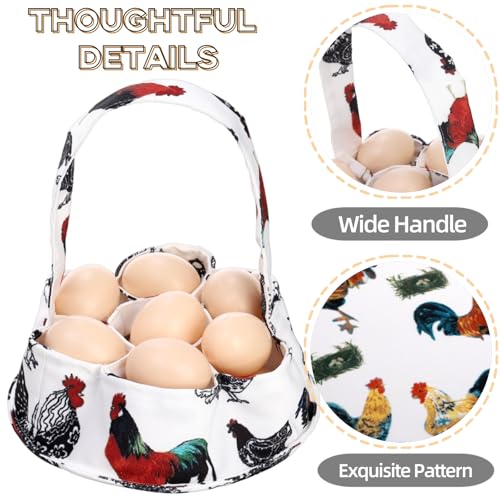 Noamus 2 Pack Eggs Collecting Bags, Mini Canvas Eggs Gathering Basket with 7 Pouches, Easter Egg Collector for Chicken Hen Duck Goose Housewife Garden Transporting Storage(2 Styles) - Image 4