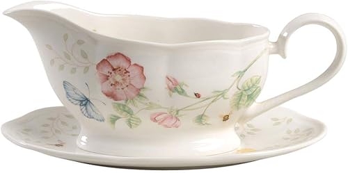 Lenox Butterfly Meadow de porcelana Salsera con soporte