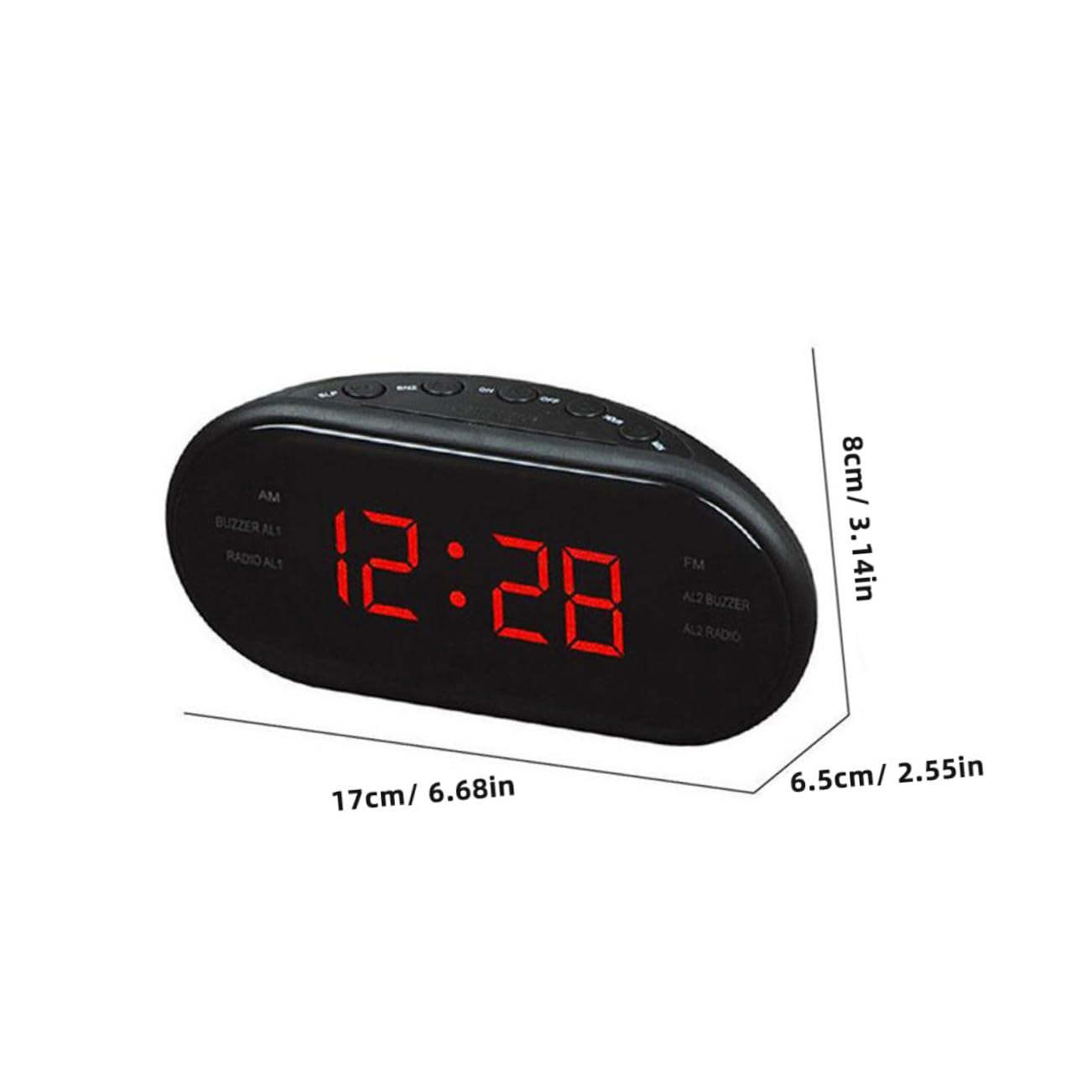 Radioreloj Despertador Digital con Radio Am Fm, Pantalla Curva Grande