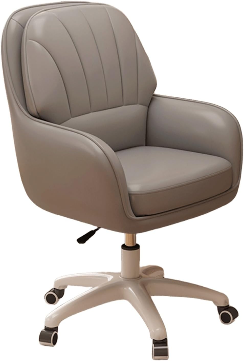 360° Rotating Leather Lounge Chair with Wheels Soft DoubleLayer Backrest Comfortable Reading Armchair for Bedroom Living Room Relaxation (Gray)
