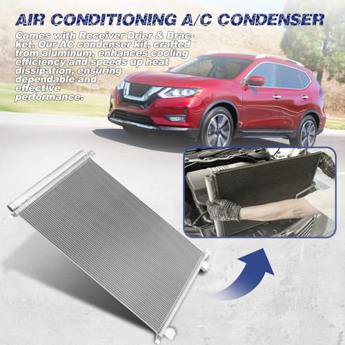 Image of Air Conditioning A /C Condenser Compatible with Nissan Rogue 2014-2020# 4423, CN4423PFC, 921004BA0A, 921006FK0A, 92100ABA3A, NI3030175
