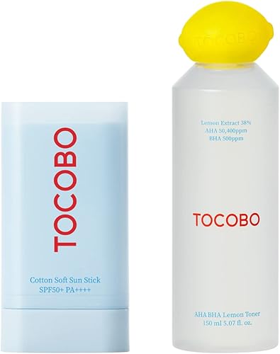 TOCOBO Palo solar suave de algodón de 067oz tóner facial AHA BHA Limón 51fl oz