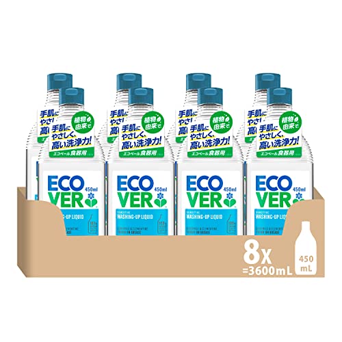 食器用洗剤 ボトル 手に優しい ecover エコベール 本体 カモミールの香り 450ml×8個 キッチン洗剤 台所洗剤 油汚れ