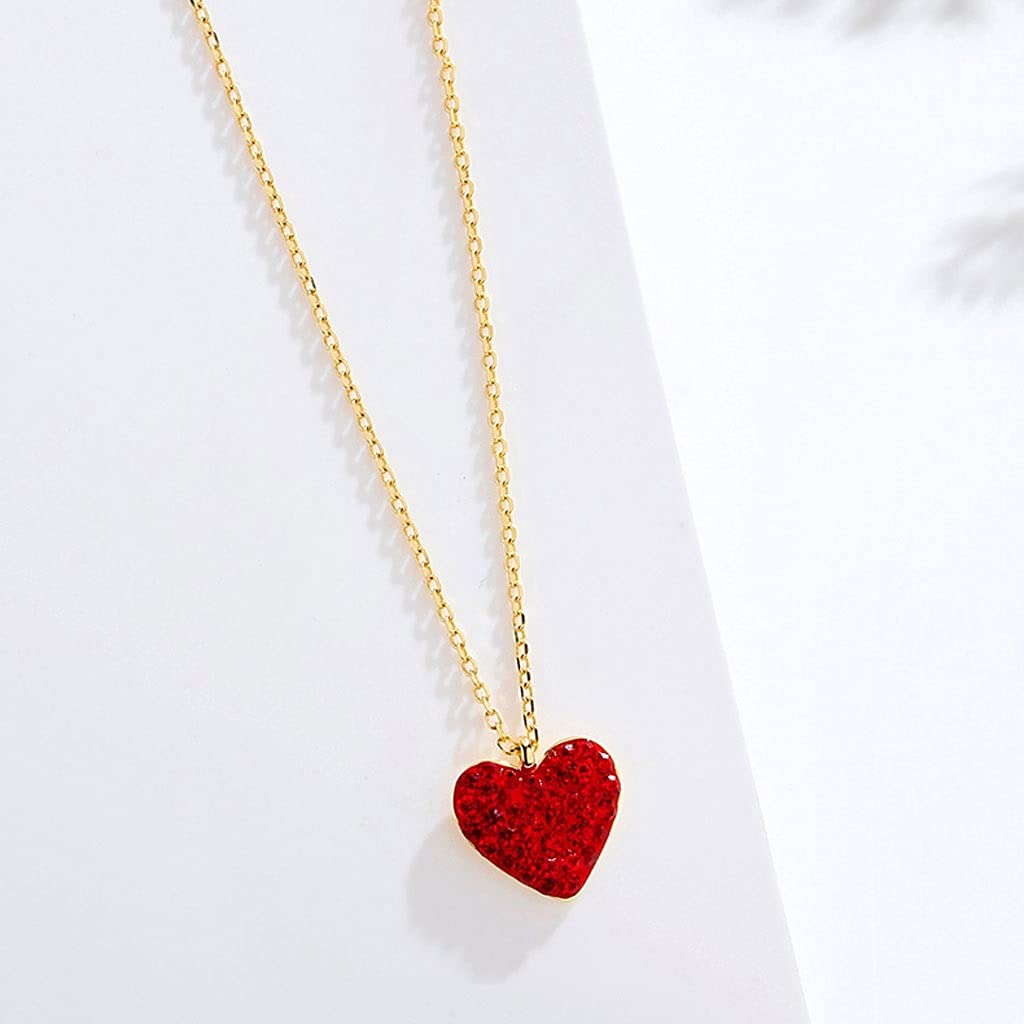 Collane Forma squisita a Forma di Cuore, Spumante, collane di Lusso Leggero per Le Donne, collane a Forma di Cuore, Lunghezza Totale 14.96in Collana da Donna