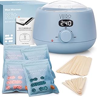 Waxing Kit for Women, VOIRO Digital Wax Warmer Kit Hair Removal, Starter Home Wax Kit with 14 oz Hard Wax Beads for Full Body, Especially for Eyebrow, Bikini, Brazilian, Face, Leg, Armpit