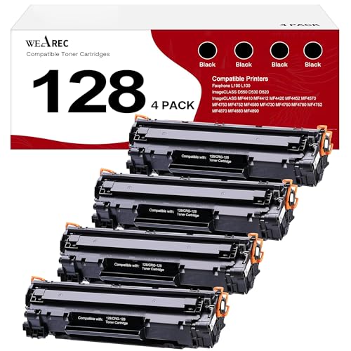 WEAREC Compatible Toner Cartridge Replacement for Canon 128 CRG128 Work with Faxphone L190 L100 ImageCLASS D550 D530 MF4410 MF4412 MF4420 MF4452 Printer(4-Pack)