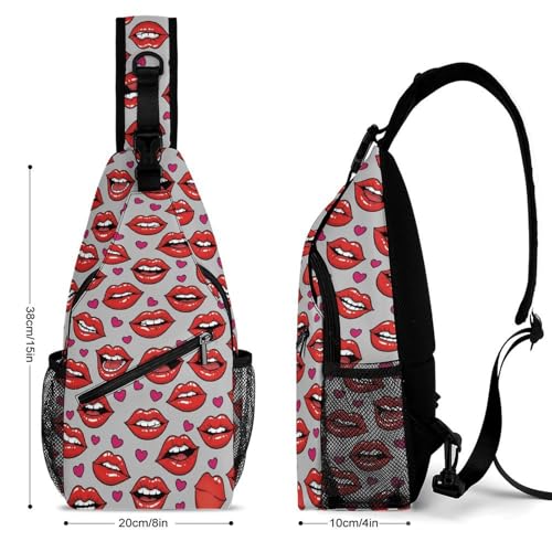 Mochila cruzada urbana ajustable ligera roja con diseño divertido miniatura 2