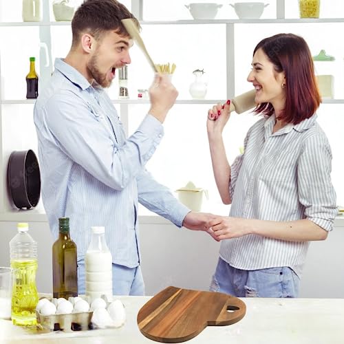 Tabla de cortar en forma de corazón de madera de acacia miniatura 6