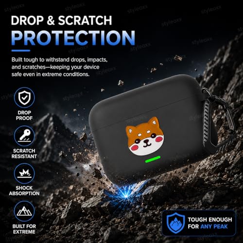 Image of Anvique Silicone Case Cover for Realme Buds T500 Pro, Shockproof Protective Earbuds Cover with Keychain Hook, Anti-Scratch Soft Silicone Skin, Full Body Protection Case (ShibaDog)