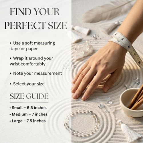 Image of Clear Quartz Bracelet (Sphatik) - Certified 8MM Natural White Crystal Bracelet for Men & Women | Clarity, Focus & Energy Balance | 3 Sizes (Small, Medium, Large)