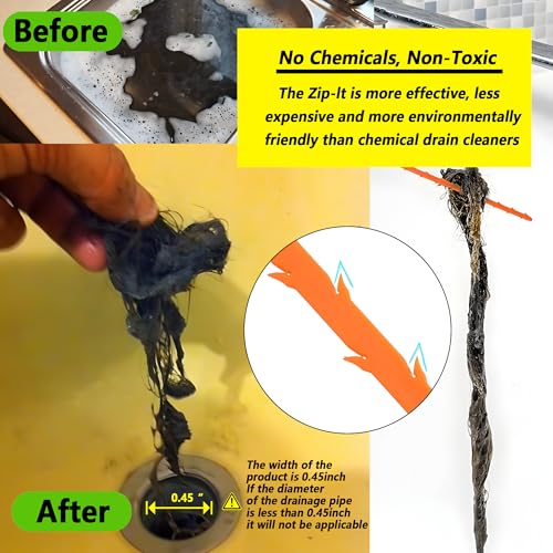 Drain Snake, Drain Clog Remover,Hair snake Tool Opener, sink snake for Sewer Kitchen Sink Bathroom Tub Toilet Clogged Drains Relief Cleaning Tool(1pc 25 Inch +1pc 20inch) - Image 6