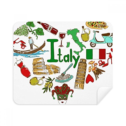 Italy Love Heart Landscap National Flag Cleaning Cloth Screen Cleaner 2pcs Suede Fabric