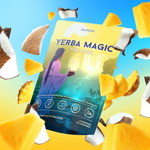 Yerba Magic - Yerba Mate Instant Tea Powder, 3-in-1 Super Drink - Clean Energy, Brain Fog Buster, and Gut Health Powered by Nootropics, Prebiotics & Probiotics | Pina Colada 30 Servings